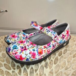 ALEGRIA Floral Pattern Mary Jane Women Nursing Clog Size 38